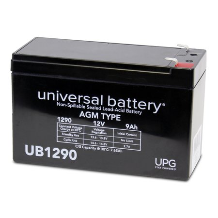 UPG Sealed Lead Acid Battery, 12 V, 9Ah, UB1290, F1 Faston Tab Terminal, AGM Type 40749